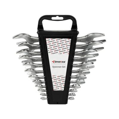 SPARTAN 12-in-1 Double Open-Ended Spanner Set | Carbon Steel Wrenches 67 mm3032 mm | Chrome-Plated Rust-Resistant Tools with Easy Grip for Home Maintenance & DIY Use