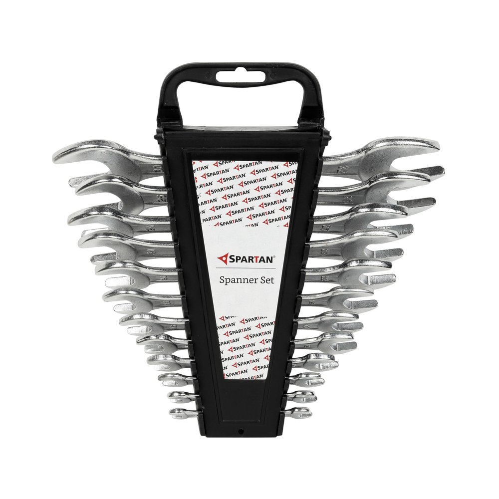SPARTAN 12-in-1 Double Open-Ended Spanner Set | Carbon Steel Wrenches 67 mm3032 mm | Chrome-Plated Rust-Resistant Tools with Easy Grip for Home Maintenance & DIY Use