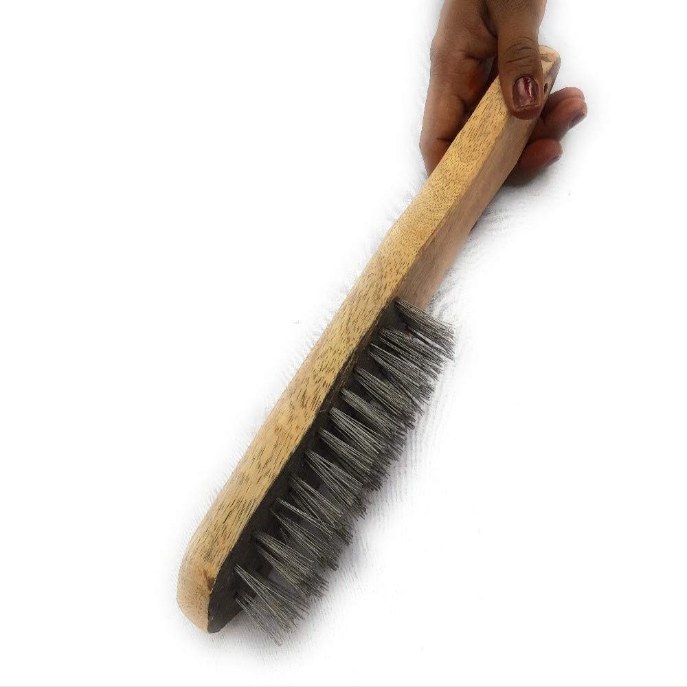 Zone Marketing Wooden Steel (Iron) Brush with Handle (29 x 4.5 x5 cm)