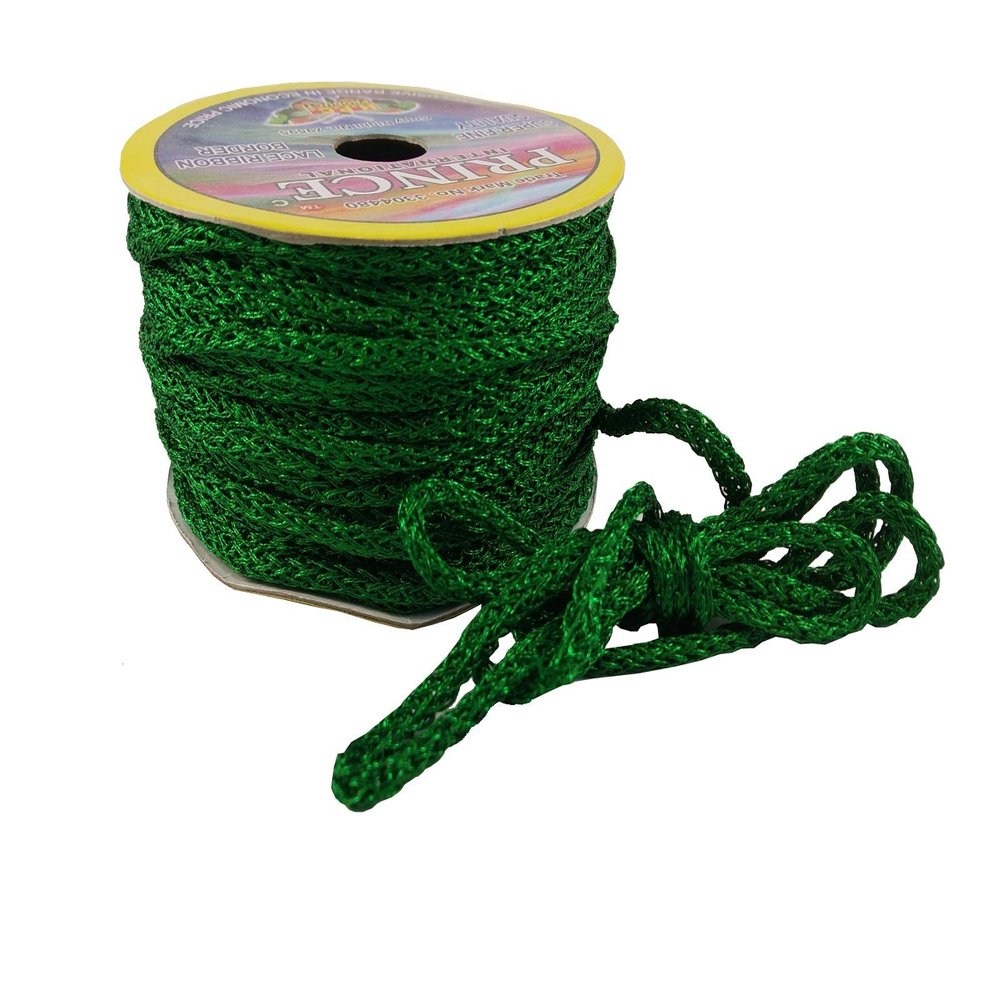 De-Ultimate CWG0093 Green (18 Mtr) Resham Zari Twisted Thread/dori Lace for Sewing, Bead Art, Piping, Apparels, Wrapping, Handicrafts and Craft DIY Projects.