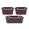 SIMPARTE Turkish Basket Small and Medium Plastic Organizer Durable with Handles for Kitchen, Wardrobe, Bathroom  Multipurpose for Clothes, Books, Toys (Set of 3, Brown) view 1