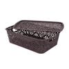 SIMPARTE Turkish Basket Medium Durable Plastic Storage Organizer with Lid & Handles for Closet, Kitchen, Office  Multipurpose for Pantry, Toys, Clothes (Set of 2, Brown) view 2