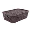 SIMPARTE Turkish Basket Medium Durable Plastic Storage Organizer with Lid & Handles for Closet, Kitchen, Office  Multipurpose for Pantry, Toys, Clothes (Set of 2, Brown) view 3