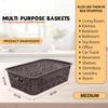 SIMPARTE Turkish Basket Medium Durable Plastic Storage Organizer with Lid & Handles for Closet, Kitchen, Office  Multipurpose for Pantry, Toys, Clothes (Set of 2, Brown) view 4