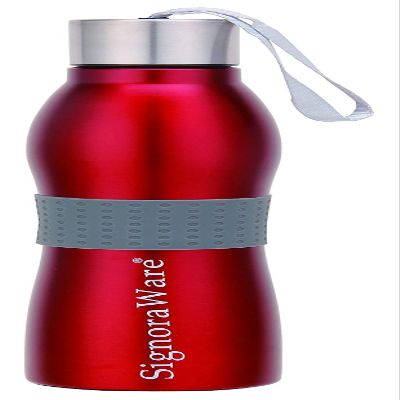 SignoraWare Mobilio Stainless Steel Bottle | Airtight & Leakproof | Fridger Safe | Perfectly Fits into backpacks and office bags | Ideal for School, Office, Gym, Yoga & Travelling (1 Ltr | Red)