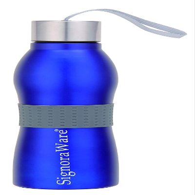SignoraWare Mobilio Stainless Steel Bottle | Airtight & Leakproof | Fridger Safe | Perfectly Fits into backpacks and office bags | Ideal for School, Office, Gym, Yoga & Travelling (1 Ltr | Blue)