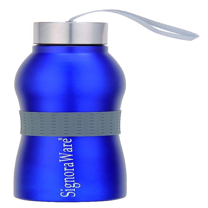 SignoraWare Mobilio Stainless Steel Bottle | Airtight & Leakproof | Fridger Safe | Perfectly Fits into backpacks and office bags | Ideal for School, Office, Gym, Yoga & Travelling (1 Ltr | Blue)