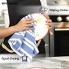 Encasa XO Kitchen Cloth for Cooking | Cotton Hand Towel for Drying Dishes | 70x45 cm Tea Towels | Highly Absorbent for Cleaning & Quick Drying of Plates | Franca Blue Stripes (Set of 4 Pieces) view 4