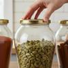 ginoya brothers Large Capacity 1000 Clear Glass Storage Jar with Leakproof Golden Screw Lid Wide Mouth Durable Kitchen Container Dry Fruits, Grains, Snacks & Spices view 3