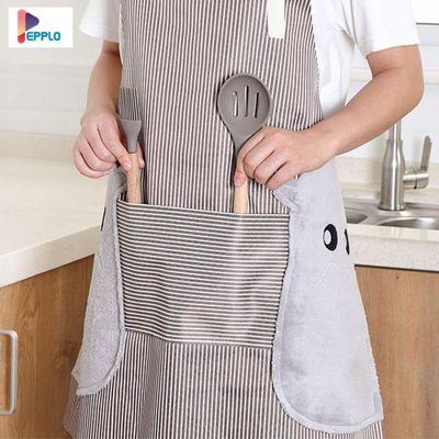 Queenly Waterproof and Oil-Proof Cooking Gown, Kitchen Fashion Home, Kitchen Apron Adult Female (Color : Brown/Khakhi)