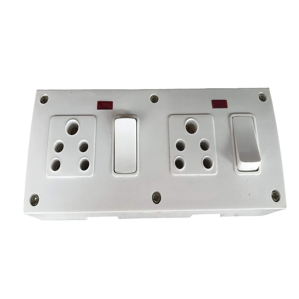 Heavy Duty UPVC 2 Socket,2 Switches with LED Lights (1 Meters)