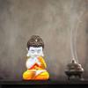 GW Creations Handcrafted Meditating Little Baby Monk Decorative Showpiece Decorative Showpiece - 20 cm (Polyresin, White, Orange) view 1
