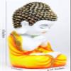 GW Creations Handcrafted Meditating Little Baby Monk Decorative Showpiece Decorative Showpiece - 20 cm (Polyresin, White, Orange) view 2