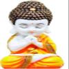 GW Creations Handcrafted Meditating Little Baby Monk Decorative Showpiece Decorative Showpiece - 20 cm (Polyresin, White, Orange) view 4