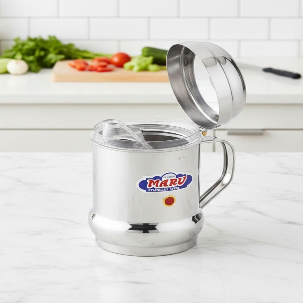 MARU Stainless Steel Oil dispensers for kitchen - Durable Oil container for kitchen with Handle, Ideal for Cooking Perfect Oil Dispenser for Daily Use (650ML)