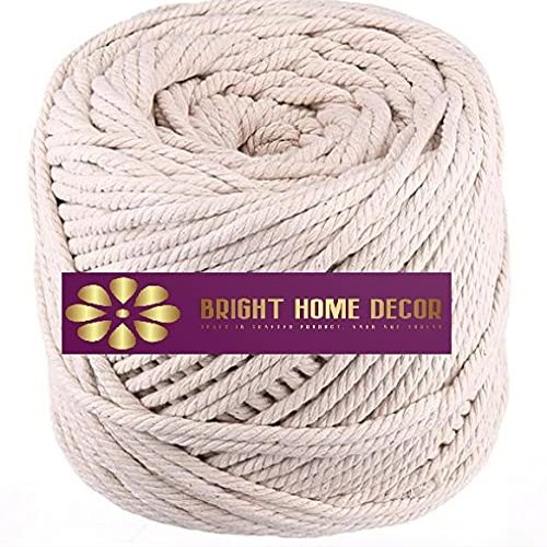 Bright Home Decor 25 Meter 6 mm Natural Cotton Twisted Cord, Macrame Thread Craft