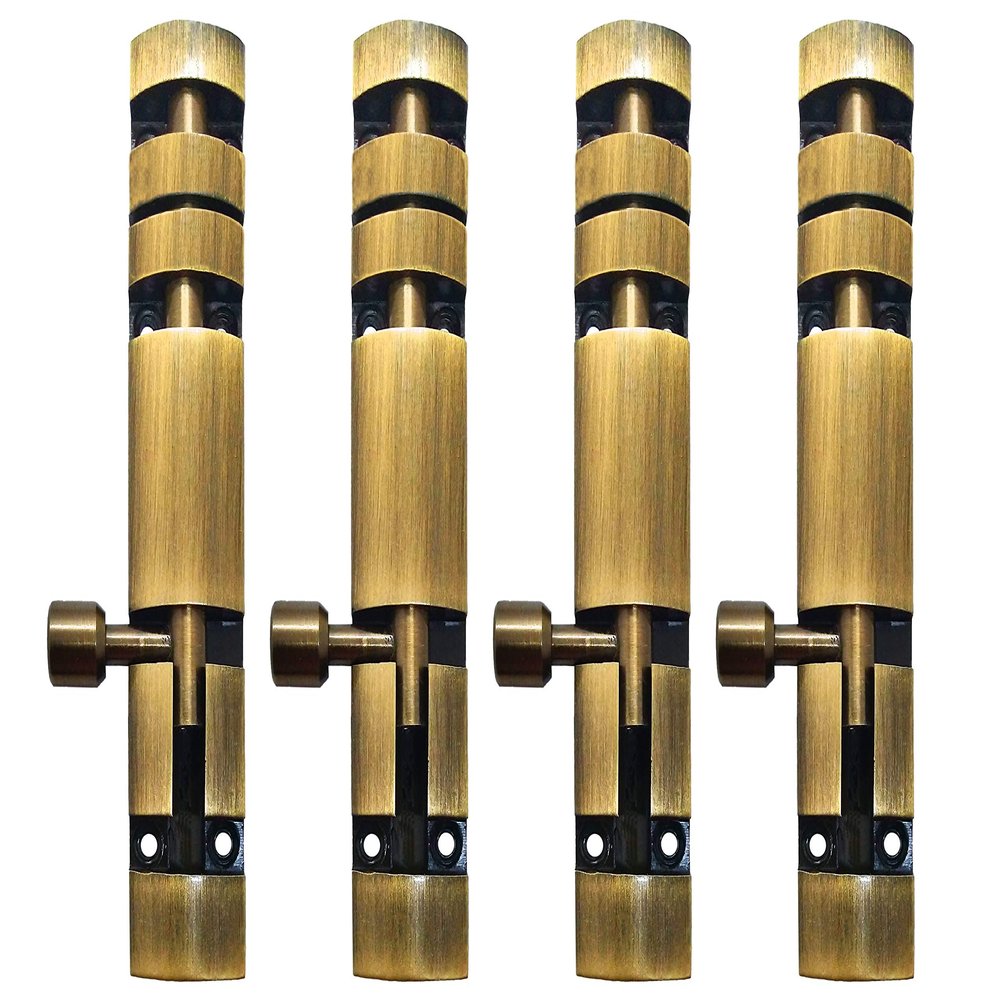 Life Vision Half Round Style Zaylo (Aluminium Body with Steel Rods and Knob) Tower Bolts 6 inch Antique Finish Pack of 4 Pcs.