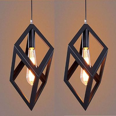 Vrct (Pack of 2) AC 110V Metal Square Cube Ceiling Light (Black, 60W)-(Bulb not Included)