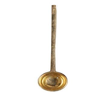 Adipin Pure Brass Ladle, Cooking and Serving Spoon, Karchi, Heavy Guage Brass Ladle.(12 Inchs)
