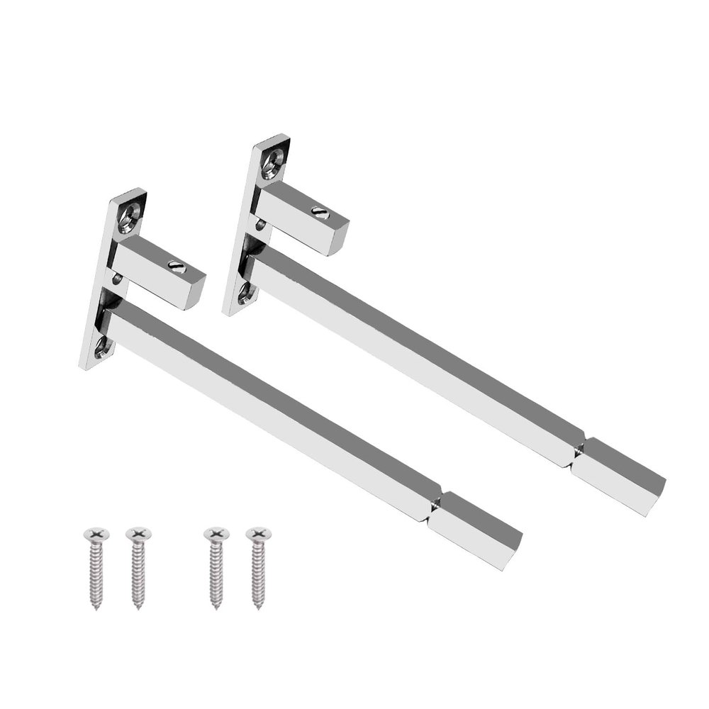 Volo Adjustable Stainless Steel F Type Glass Shelf Bracket Square 6 Inches for 6mm/ 8mm/ 10mm/ 12mm Glass-Pack of 6 Pieces