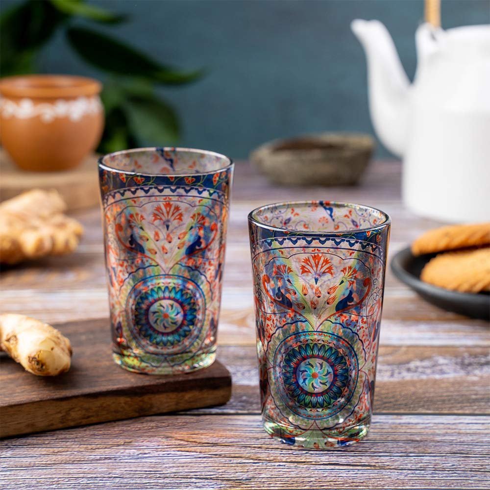 KOLOROBIA Turkish Fervor Chai Glass/Tea Glass, Flame Proof, Microwave & Dishwasher Safe | for Daily Use & Gifting, 200 ML (Set of 2)