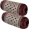HSR Collection Decorative Chenille Bolster Pillow Cover, Round Pillow Cover Set of 2-32 x 16 inches | Brown view 1