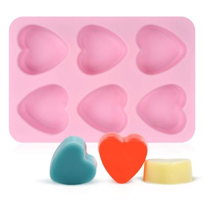 UG LAND INDIA 6 Cavity Silicone Soap Molds Heart Shaped Silicone Baking Mold Cake Mold Ice Cube Tray for Chocolate Muffine Jelly Pudding