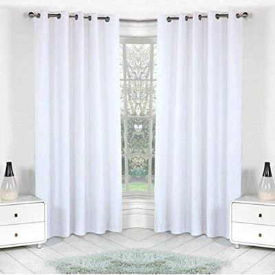 Home Ready Polyresin Grommet, Rod Pocket Door Curtain, 5 Feet, White, Pack of 2