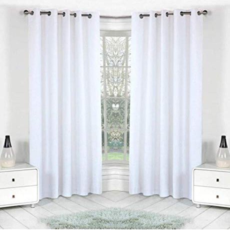 Home Ready Polyresin Grommet, Rod Pocket Door Curtain, 5 Feet, White, Pack of 2