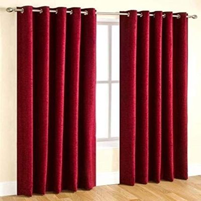 Home Ready Polyresin Grommet, Rod Pocket Door Curtain, 5 Feet, Maroon, Pack of 2