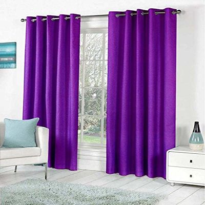 Home Ready Polyresin Grommet, Rod Pocket Door Curtain, 5 Feet, Purple, Pack of 2