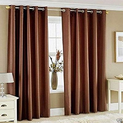 Home Ready Polyresin Grommet, Rod Pocket Door Curtain, 5 Feet, Brown, Pack of 2