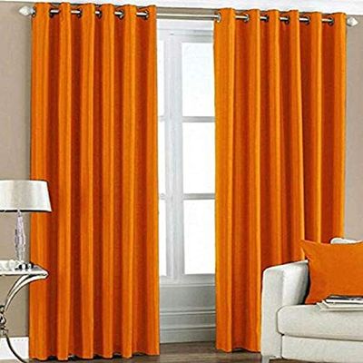 Home Ready Polyresin Grommet, Rod Pocket Door Curtain, 5 Feet, Orange, Pack of 2
