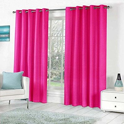 Home Ready Polyresin Grommet, Rod Pocket Door Curtain, 5 Feet, Pink, Pack of 2