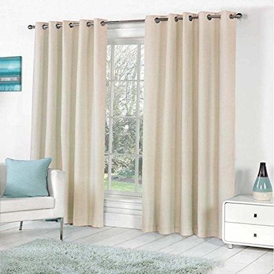 Home Ready Polyresin Grommet, Rod Pocket Door Curtain, 5 Feet, Cream, Pack of 2