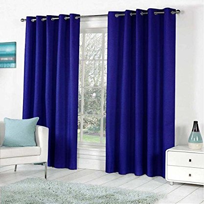 Home Ready Polyresin Grommet, Rod Pocket Door Curtain, 5 Feet, Blue, Pack of 2