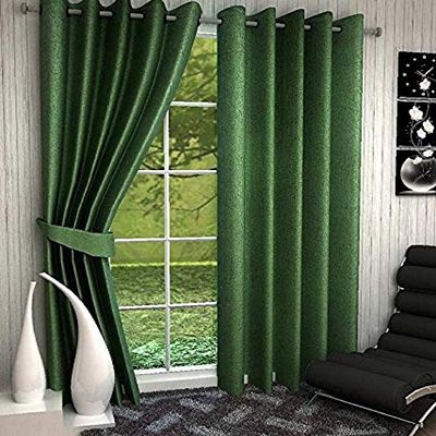 Home Ready Polyresin Grommet, Rod Pocket Door Curtain, 5 Feet, Green, Pack of 2