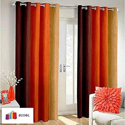 Home Ready Polyresin Grommet, Rod Pocket Door Curtain, 5 Feet, Orange, Pack of 2
