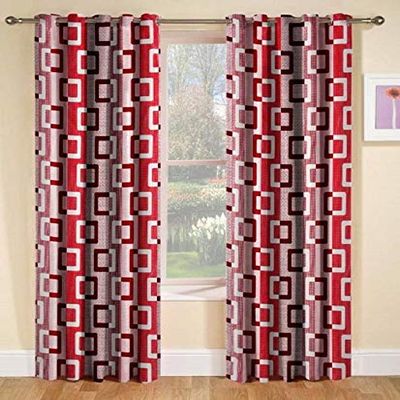 Home Ready Polyresin Grommet & Rod Pocket Window Eyelet Curtain, 6 Feet, Maroon, Pack of 2