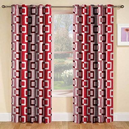 Home Ready Polyresin Grommet & Rod Pocket Window Eyelet Curtain, 6 Feet, Maroon, Pack of 2
