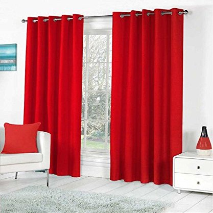Home Ready Polyresin Grommet, Rod Pocket Door Curtain, 5 Feet, Red, Pack of 2