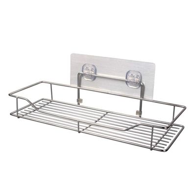 Killerzone VIHAX Self Adhesive Bathroom Shelf Rack | Stainless Steel Wall Mount Shower Caddy with Magic Sticker | No Drilling, Rustproof Storage Rack for Bathroom & Kitchen (1 Shelf, Silver Chrome)