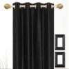 Home Ready Polyresin Grommet & Rod Pocket Eyelet Curtain For Long Door, 5 Feet, Black, Pack of 2 view 2