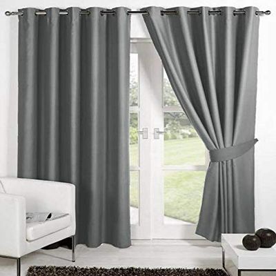 Home Ready Polyresin Floral Grommet, Rod Pocket Door Curtain, 5 Feet, Grey, Pack of 2