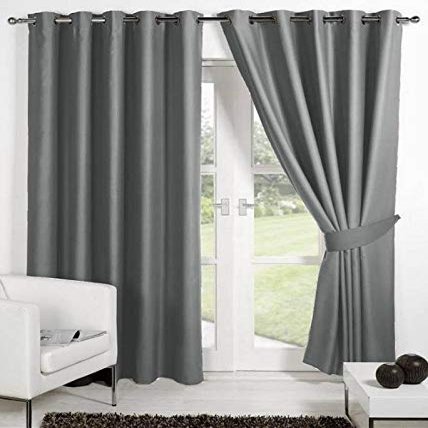 Home Ready Polyresin Floral Grommet, Rod Pocket Door Curtain, 5 Feet, Grey, Pack of 2