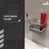 Hepo Stainless Steel Bathroom Tooth Brush Holder Stand Storage Organizer, 1 Tooth Brush Holder | 1 Plastic Tray | 1 Cover Cap |3 Wall Fixing Screws (Grey, 150x100x70 mm) Set of 1 view 3
