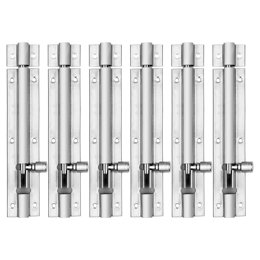 Atlantic Morden Plain Tower Bolt, Window Chitkani | Door Latch Lock 6 inch for Home and Offices Doors and Windows Tower Bolt, Durable (Stainless Steel, Two Tone Silver, Pack of 6 Piece)