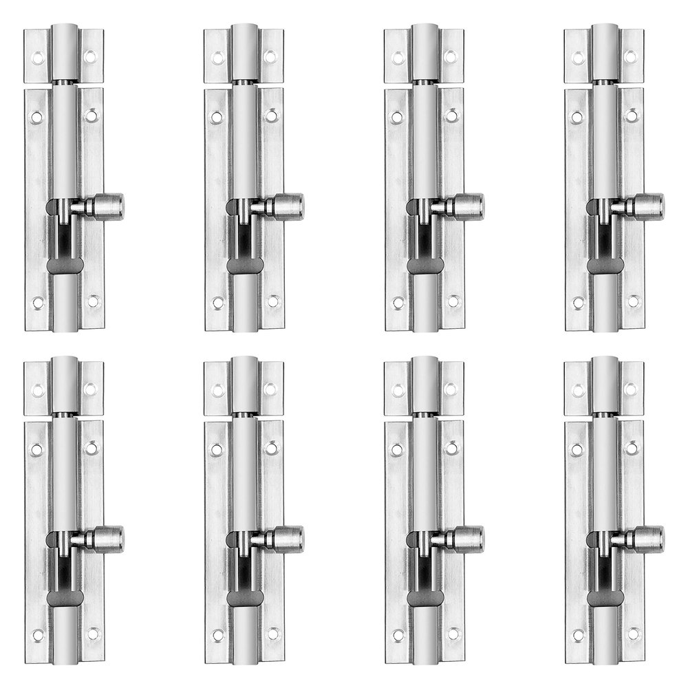 Atlantic Morden Plain Tower Bolt 4 inch (Stainless Steel, Two Tone Silver, Pack of 8 Piece)