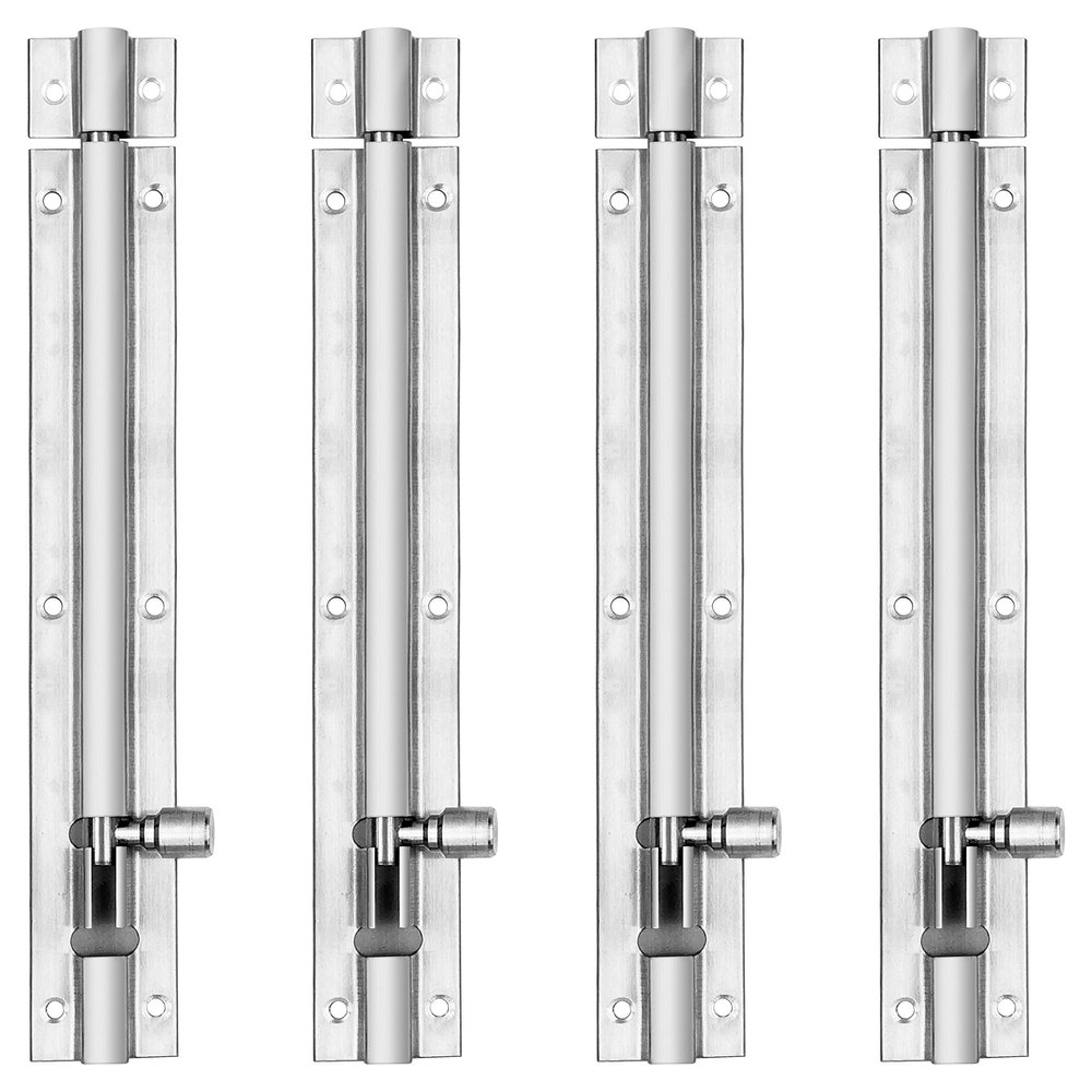 Atlantic Morden Plain Tower Bolt 8 inch (Stainless Steel, Two Tone Silver, Pack of 4 Piece)
