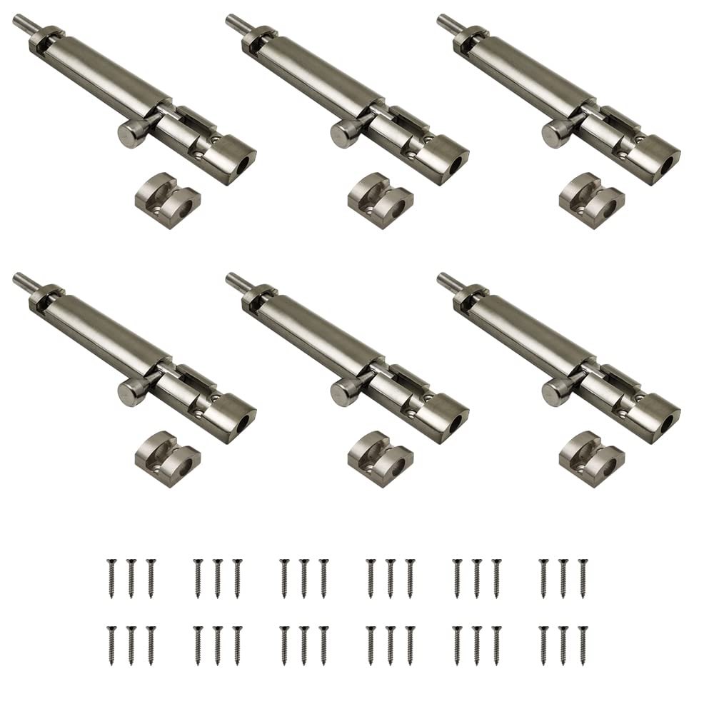 Volo Premium 150mm/ 6" Stainless Steel Rod Xylo Towerbolt/Door Latch, Satin Finish- Pack of 6 pcs.